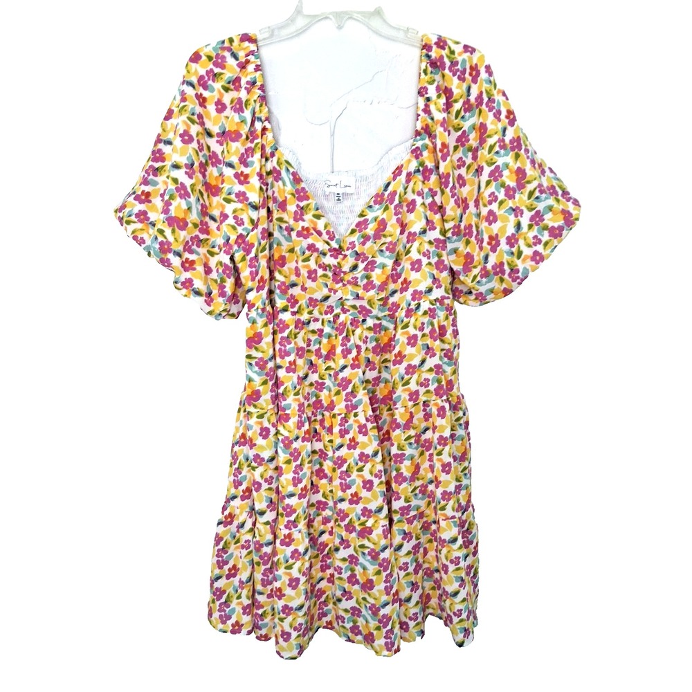 Sweet Lemon Baby‎ Doll Ditsy Floral Ruffle Tier Mini Dress Size 1X Romantic Fem